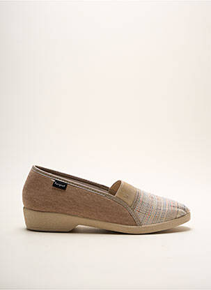 Chaussons/pantoufles bout rond talon plat jusqu'à 3cm beige FARGEOT femme