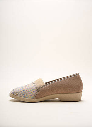 Chaussons/pantoufles bout rond talon plat jusqu'à 3cm beige FARGEOT femme