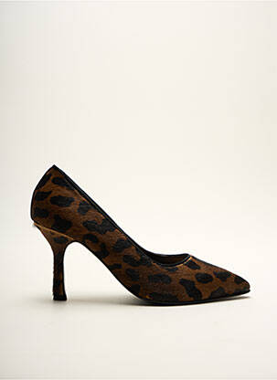 Escarpins tissage satiné talon de 7 à 9cm marron SOULIERS EVELIN'S femme