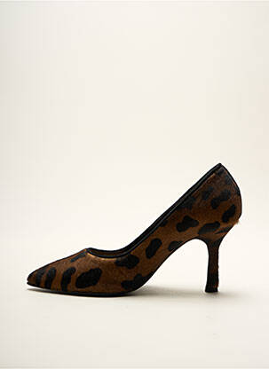 Escarpins tissage satiné talon de 7 à 9cm marron SOULIERS EVELIN'S femme