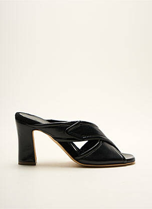 Mules/sabots matière lisse talon de 7 à 9cm noir LORENZO MASIERO femme