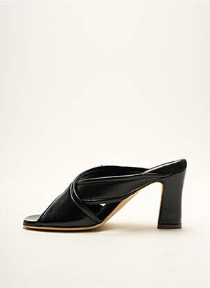 Mules/sabots matière lisse talon de 7 à 9cm noir LORENZO MASIERO femme