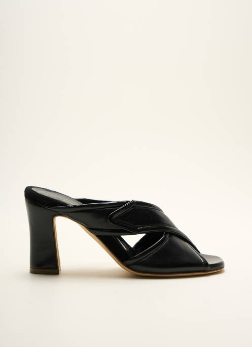 Mules/sabots matière lisse talon de 7 à 9cm noir LORENZO MASIERO femme