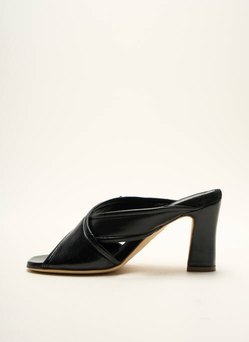 Mules/sabots matière lisse talon de 7 à 9cm noir LORENZO MASIERO femme