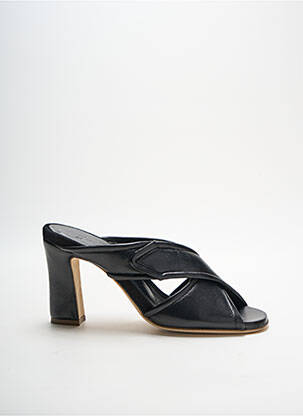 Mules/sabots tissage satiné talon de 7 à 9cm noir LORENZO MASIERO femme
