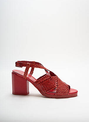 Sandales/nu pieds matière lisse talon de 4 à 6cm rouge STEPHANE KELIAN femme
