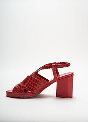 Sandales/nu pieds tissage satiné talon de 4 à 6cm rouge STEPHANE KELIAN femme