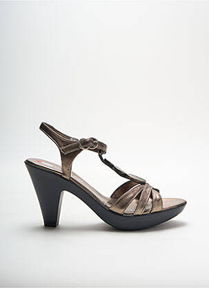 Sandales/nu pieds matière lisse talon de 7 à 9cm marron FLEUR DE PEAU femme