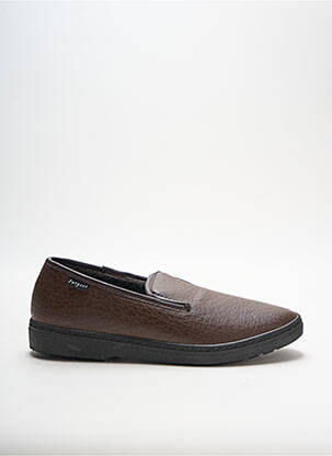 Chaussons/pantoufles tissage satiné talon plat jusqu'à 3cm marron FARGEOT femme