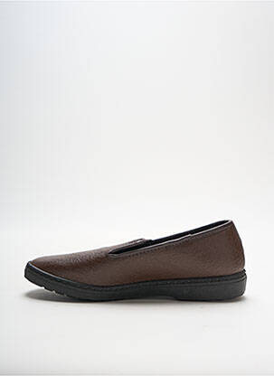 Chaussons/pantoufles tissage satiné talon plat jusqu'à 3cm marron FARGEOT femme