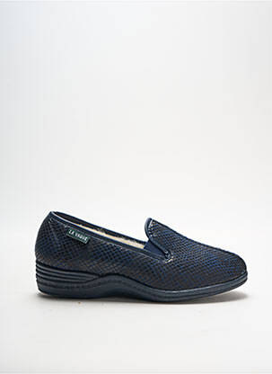 Chaussons/pantoufles tissage satiné talon plat jusqu'à 3cm bleu LA VAGUE femme