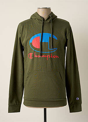 Sweat-shirt à capuche finition bords-côtes manches longues vert CHAMPION homme