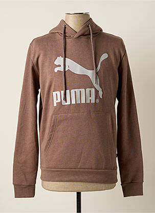 Sweat-shirt à capuche finition bords-côtes manches longues marron PUMA homme