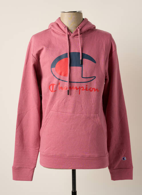 Sweat-shirt à capuche finition bords-côtes manches longues rose CHAMPION homme