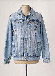 Veste en jean empiècements bleu SIX VALVES homme