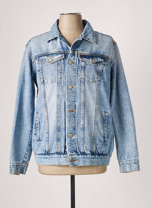 Veste en jean empiècements bleu SIX VALVES homme
