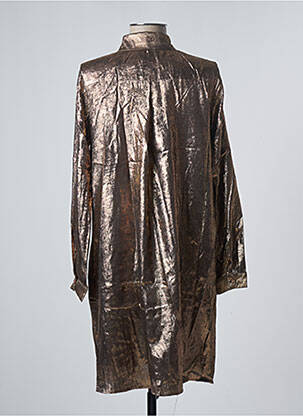 Robe mi-longue coupe fluide manches longues jaune EMMA ELLA femme