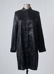 Robe mi-longue coupe fluide manches longues noir EMMA ELLA femme