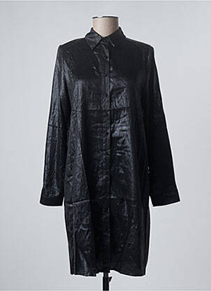 Robe mi-longue coupe fluide manches longues noir EMMA ELLA femme