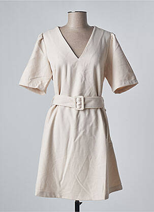 Robe courte coupe évasée manches courtes beige MOLLY BRACKEN femme