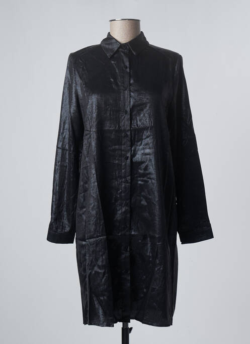 Robe mi-longue coupe fluide manches longues noir EMMA ELLA femme