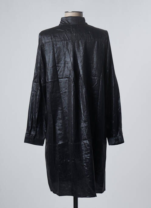 Robe mi-longue coupe fluide manches longues noir EMMA ELLA femme
