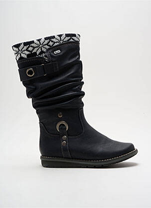 Bottes tissage satiné talon plat jusqu'à 3cm noir RIEKER femme