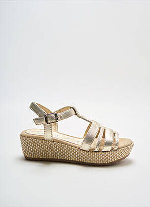 Sandales/nu pieds matière lisse talon compensé beige UNISA fille