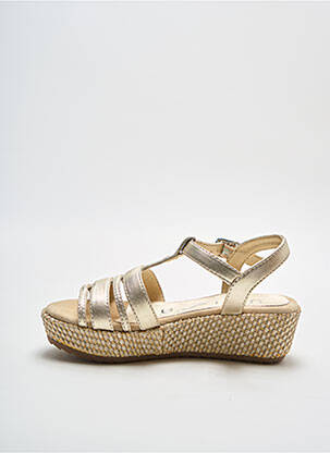 Sandales/nu pieds matière lisse talon compensé beige UNISA fille