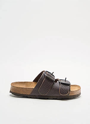 Mules/sabots tissage satiné bout ouvert marron EMMA garcon