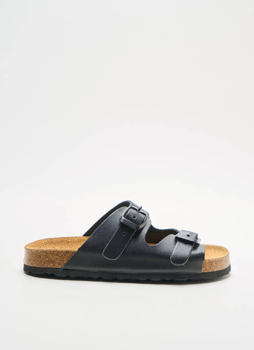 Mules/sabots tissage satiné bout ouvert noir DKR garcon