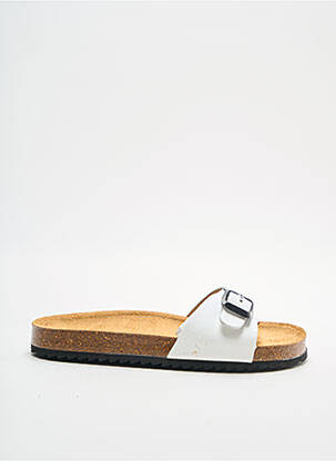 Mules/sabots tissage satiné bout ouvert blanc EMMA enfant