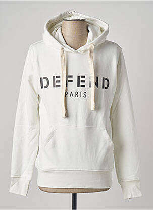 Sweat-shirt à capuche manches longues manches longues blanc DEFEND homme