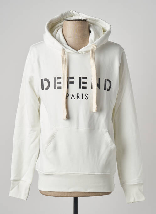 Sweat-shirt à capuche manches longues manches longues blanc DEFEND homme