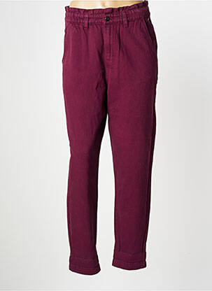 Pantalon large fermeture zippée sous rabat boutonné taille haute rouge BONOBO femme