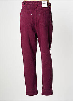 Pantalon large fermeture zippée sous rabat boutonné taille haute rouge BONOBO femme