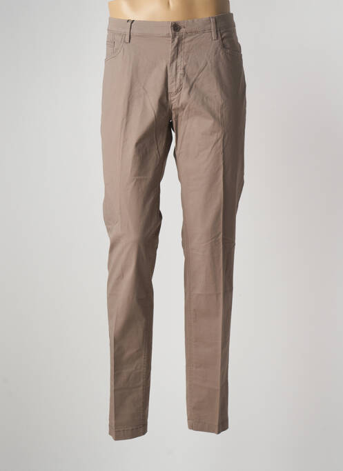 Pantalon slim fermeture zippée sous rabat boutonné taille normale marron DOPPELGÄNGER homme
