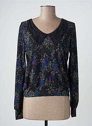 Blouse imprimé fleurs manches longues noir CACHE CACHE femme