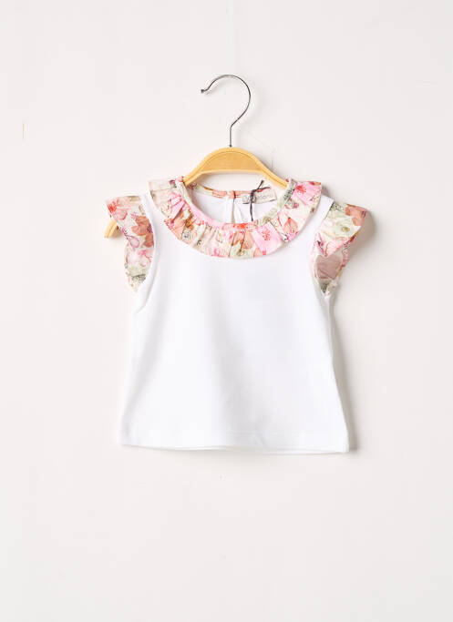 T-shirt fermeture boutonnée au dos manches courtes blanc J.O MILANO fille