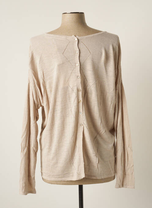 Pull stretch manches longues beige POLES femme