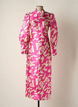 Robe longue manches longues manches longues rose LAAGAM femme