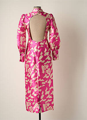 Robe longue manches longues manches longues rose LAAGAM femme