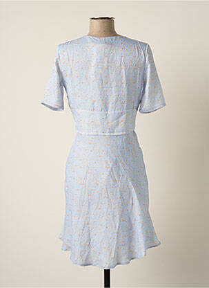 Robe courte coupe évasée manches courtes bleu LAAGAM femme