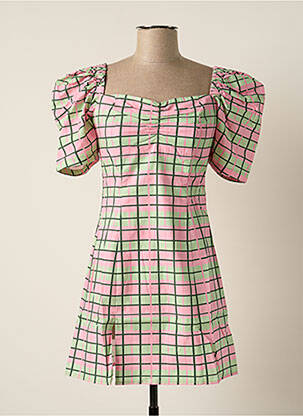 Robe courte fermeture zippée au dos manches courtes rose LAAGAM femme