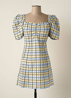 Robe courte fermeture zippée au dos manches courtes bleu LAAGAM femme