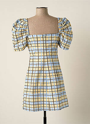 Robe courte fermeture zippée au dos manches courtes bleu LAAGAM femme