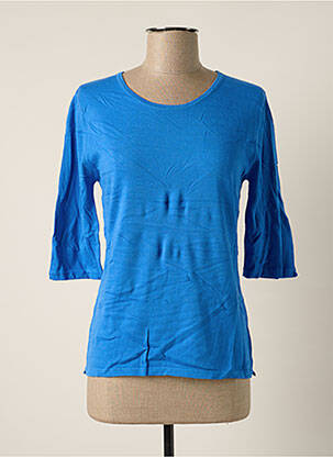 Pull coupe droite manches 3/4 bleu MONTAGUT femme