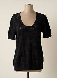 Pull maille ajourée manches courtes noir MONTAGUT femme