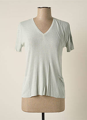 Pull col v manches courtes vert POLES femme