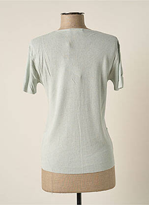 Pull col v manches courtes vert POLES femme